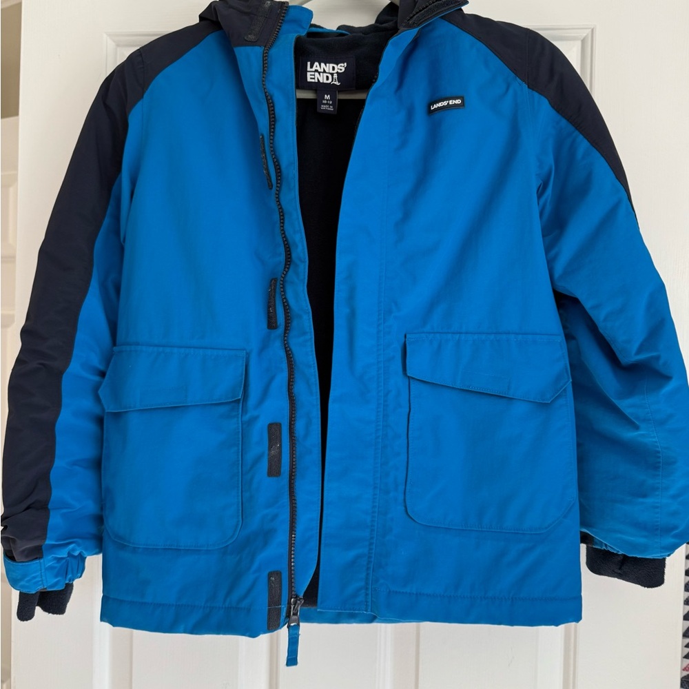 Lands' End Kid’s Squall Waterproof Insulated Jacket-Size M (10-12) Blue/Navy
